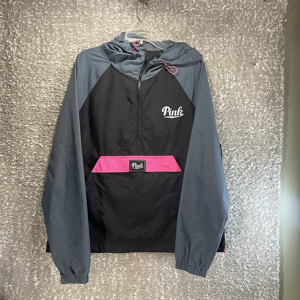 Victoria's Secret Pink Campus Packable Anorak Windbreaker Jacket M, L Hooded